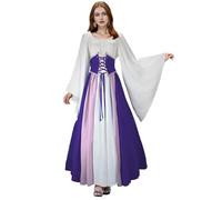 Medieval Dresses Women's Renaissance Victorian Maxi Dress with Corset Irish Clothing Trumpet Sleeves Halloween Costume Long Sleeve Party Dress Vintage Outfit for Women Carnival Cosplay