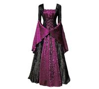 Medieval Dresses Women's Retro Lace Dress Trumpet Sleeves Renaissance Maxi Dress with Lacing Elegant Palace Ball Dresses Queen Party Dress Halloween Costume Carnival Party Outfit