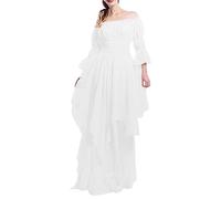 Medieval Dresses Women's Ruffle Renaissance Maxi Dress Women's Trumpet Sleeves Black Steampunk Ball Dresses Retro Party Dress Elegant A-Line Cocktail Dress Halloween Carnival Costume Club Party Outfit