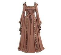 Medieval Dresses, Women's Trumpet Sleeves, Renaissance Maxi Dress with Lacing, Victorian Palace Dress, Elegant Vintage Pleated Dress, Halloween, Carnival, Party, Costume, Princess Queen Outfit