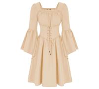 Medieval Dresses Women's with Corset - Renaissance Midi Dress Women's Puff Sleeves Victorian Palace Dress Knee-Length Vintage Queen Clothing Ruffle Party Dress Halloween Carnival Party Costume Fancy