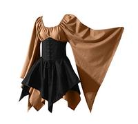 Medieval Dresses Women's with Corset, Renaissance Midi Dress Women's Trumpet Sleeves Vintage Medieval Dress Traditional Irish Party Dress Halloween Dress Carnival Party Witch Dress Cosplay S-5XL