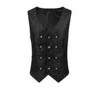 Medieval Embroidered Waistcoat for Men Gothic Steampunk Vest Double Breasted Waistcoat Brocade Jacquard Vests Pirate Tank Top Business Fit Waistcoats Sleeveless Jackets Wedding Prom Party Vest