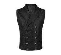 Medieval Embroidered Waistcoat for Men Gothic Steampunk Vest Double Breasted Waistcoat Brocade Jacquard Vests Pirate Tank Top Business Fit Waistcoats Sleeveless Jackets Wedding Prom Party Vest