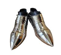 Medieval European Gothic Plate Steel Sabatons - Half-Covering Wearable Knight Armour Shoes - One Size for Historical Reenactment & LARP (Pair)(Mild steel round head)