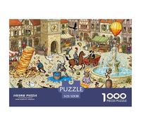 Medieval European Markets Wooden Jigsaw Puzzle Waterproof 1000 Piece Puzzles for Adults Impossible Challenging Games