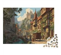 Medieval European Village Puzzle 70x50cm/1000pcs Erwachsene Puzzle,Home Decor