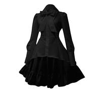 Medieval Fancy Dress Gothic Tudor Ball Dresses for Women Pride and Prejudice Costume Rocky Horror Renaissance Gown Peasant Clothes Narnia Adult Womens Black M