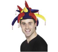 Smiffys Jester Hat, Multi-Coloured with Bells, Circus Fancy Dress, Comedy Dress Up Hats