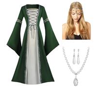 Medieval Fancy Dress Renaissance Black Gothic Tudor Costume Women Princess Costumes for Ball Dresses Plus Size Fiona Adults Grand High Witch Adult Rocky Horror Show Green S
