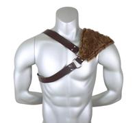 Medieval Faux Fur Viking Shoulder Armor Adjustable PU Leather Fluffy Faux Fur Single Shoulder Guard Steampunk Knight Warrior Fancy Dress Costume Accessories for LARP Halloween Cosplay Party Festival