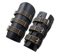 Medieval Faux Leather Arm Guards, 2Pcs Retro Viking Knight Gauntlet Wristband Wide Mercenary Buckle Bracers Archery Bracers Renaissance Knight Arm Cuff Armor for Halloween Punk Cosplay