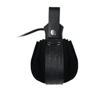Medieval Faux Leather Bag, Belt Bag with Viking Embossing, Vintage Renaissance Portable Belt Bag for Men and Women, black A, Retro