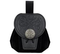 Medieval Faux Leather Belt Pouch - Black B 12cm x 8cm