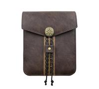 Medieval Faux Leather Belt Pouch Renaissance Embossed Viking Celtic Knot Coin Dice Bag Side Pack for Halloween Cosplay Costume, Brown, Medieval Faux Leather Belt Pouch