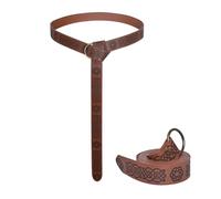 Medieval Faux Leather Belt, Renaissance Viking Costume Belt with Embossed Pattern,Long Waist Belt for Men Women,Renaissance,LARP,Halloween Costume-Unisex Knight Accessory (Brown, 180, Embossing)
