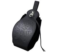 Medieval Faux Leather Drawstring Pouch Portable Belt LARP Waist Bag Viking Renaissance Cosplay Costume Purse Steampunk Dice Bag for Men Women (D)
