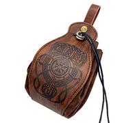 Medieval Faux Leather Drawstring Pouch Portable Belt LARP Waist Bag Viking Renaissance Cosplay Costume Purse Steampunk Dice Bag for Men Women (C)
