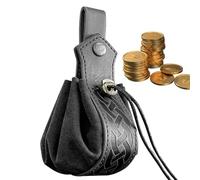 Medieval Faux Leather Pouch - Retro Coin Purse, Portable Drawstring Sack Vintage Renaissance Belt Bag Costume | Embossed Fauux Leatherr Waist Loop Container for Daily Use