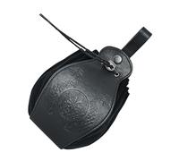 Medieval Faux Leather Pouch,Viking Vintage Portable Drawstring Purse,Dice Bag for LARP Ren Faire, Black, Style 2