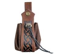 Medieval Faux Leather Pouch - Vintage Drawstring Sack, Retro Coin Purse | Portable Renaissance Festival Belt Bag, Gothic Aesthetic Costume Accessory with Drawstring Closure for Cosplay Dice Storage