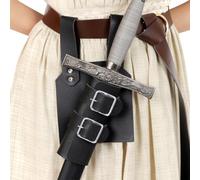 Medieval Faux Leather Sword Holster Vintage Knight Sheath Belt Sword Frog Adjustable Viking Warrior Pirate Dagger Holster Halloween Carnival Cosplay Costume Accessory