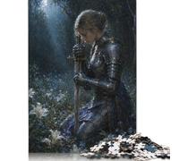Medieval Female Knight Moonlit Jigsaw Puzzle 300 Pieces, Brain Teaser