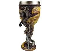 Medieval Flame Dragon Wine Goblet, 7oz Stainless Steel Resin Wine Cup Fantasy Medieval Chalice Gift for Men, Father's Day, Themed Party