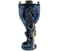 Medieval Flame Dragon Wine Goblet, 7oz Stainless Steel Resin Wine Cup Fantasy Medieval Chalice Gift for Men, Father's Day, Themed Party