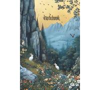 Medieval Forest and Mountains Notebook: Medieval Lined Art Journal with Rabbits and Birds; Hand-Drawn Middle Age Illustrations & Latin Quotes on every page