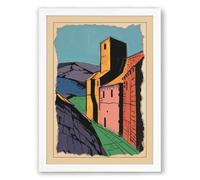 Medieval Fortress Tower Expressionism Framed Wall Art Print A1 (84.1×59.4cm) White, Wall Decor for Living Room, Bedroom, Office & Home, Ready to Hang, Art Gift