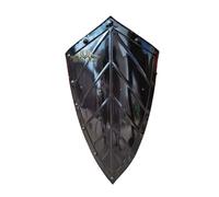 Medieval Functional Historical Knight Heater Shield, Armour SCA LARP Replica Warrior Battle Cosplay Shield, Halloween Costume, Black, 12 inch