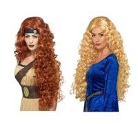 Medieval Game Of Thrones Wig Auburn Blonde Long Curly Ladies Fancy Dress