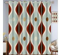 Medieval Geometric Blackout Curtains for Living Room and Bedroom, Vintage Seamless Privacy Thermal Insulated Noise Reduction Eyelet Drapes for Home Decor, W 66.1" x L 72", Red Brown, 2 Panels