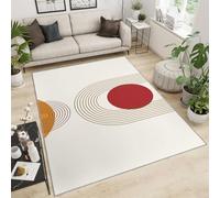 Medieval geometric Lines Home Decoe Rug， Modern Minimalist Red White Anti-Slip Washable Rugs， Apply To Living Room Bedroom Dining Room Corridor (100x140cm)