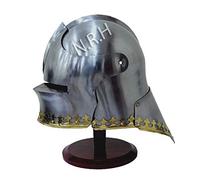 Medieval German Armor Sallet - 18 Gauge Helmet With Wooden Stand Brass Design Helmet Armor Helmet Cosplay, Costume, Medieval Event.
