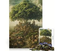 Medieval Giant Tree City Puzzles for Adults 1000 Piece Cognitive Train Perfect Connection Pattern Build Art Display (38x52cm)