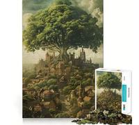 Medieval Giant Tree City Teenagers 1000 Piece Jigsaw Puzzle Recall Enhancer Indoor Play Pattern Build Room Art (38x26cm)