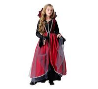 Medieval Girls Halloween Costume Elegant Gothic Dress Set for Role Play Party Festival Performance Cosplay (A1-Black, 5-6 Years)