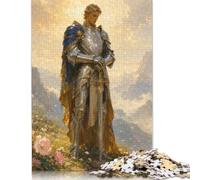 Medieval Golden Knight Mountain Jigsaw Puzzle 300 Pieces, Brain Teaser