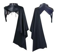 Medieval Gothic Dark Knight Vampire Shoulder Cape, Black, Renaissance Cosplay Costume for Halloween, LARP, Gothic Party