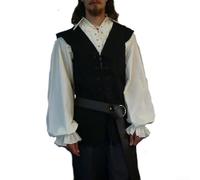 Medieval Gothic Men Pirate Waistcoat Renaissance Vintage Bandage Sleeveless Vest Suitable for Daily, Club, and Holiday (XXXL Black)