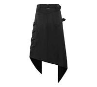 Medieval Gothic Men's Half Skirt Jacquard Steampunk Stylish Kilt Open Front Harujuku Burlesque Fringe Traditional Skirts Black