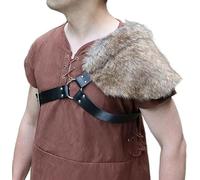 Medieval Gothic Shoulder Armor Faux Fur Fluffly Viking Shoulder Guard Retro Steampunk Costume Body Chest Harness for LARP Warrior Cosplay Renaissance Halloween Party Fancy Dress Cosplay Accessories