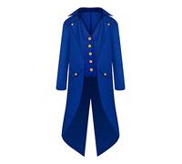 Medieval Gothic Tailcoat Jacket For Kids Boys Jacket Cosplay Long Coat Costume And Plaid Family Christmas Pajamas (Blue, XS)