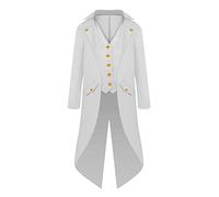 Medieval Gothic Tailcoat Jacket For Kids Boys Jacket Cosplay Long Coat Costume Family Christmas Sweater Pajamas (White, XS)