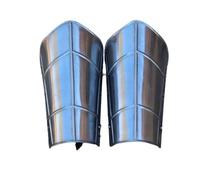 Medieval Greaves - 18 Gauge Steel Working Historical Replica Knight Shin Armor with Adjustable Leather Straps Silver Polish Adult