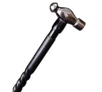 Medieval Hammer-Handle Hand-Carved Black Wooden Walking Stick Cane - Lightweight & Durable Mobility Aid with Removable Brass Hammer Head - Gift for Men, Women & Seniors