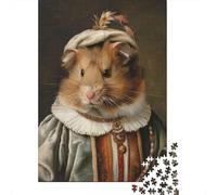 Medieval Hamster Portrait 1000-Piece Jigsaw Puzzle for Adults, 52x38cm/1000pcs, Relaxing Screen-Free Hobby, Weekend Downtime And Time at Home