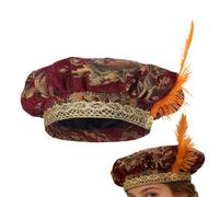 Medieval Hat For Men - Renaissance Tudor Bonnet Costume Accessory | Historical Henry VIII Style Flat Cap Beret Adult Fancy Dress Headwear Carnival Theatre Halloween Cosplay 59cm Vintage Charm P